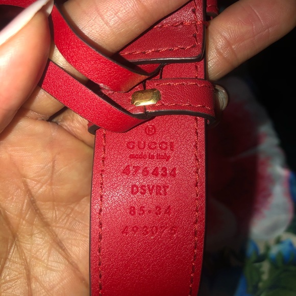 Gucci Red Matelassé Leather GG Marmont Belt Bag - Picture 7 of 16